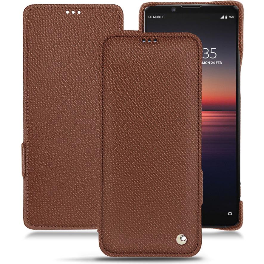 Noreve Lederschutzhülle horizontal (Sony Xperia 1 II), Smartphone Hülle, Braun