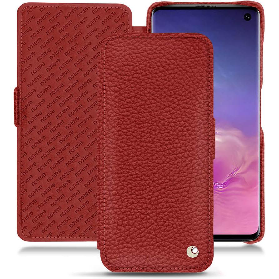 Noreve Lederschutzhülle horizontal (Samsung Galaxy S10), Smartphone Hülle, Rot