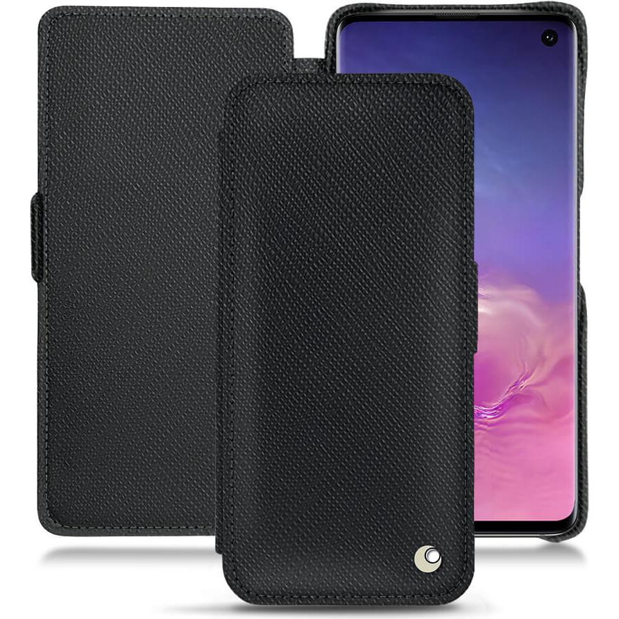 Noreve Lederschutzhülle horizontal (Samsung Galaxy S10+), Smartphone Hülle, Schwarz