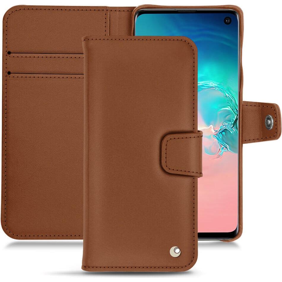 Noreve Lederschutzhülle Wallet (Samsung Galaxy S10e), Smartphone Hülle, Braun