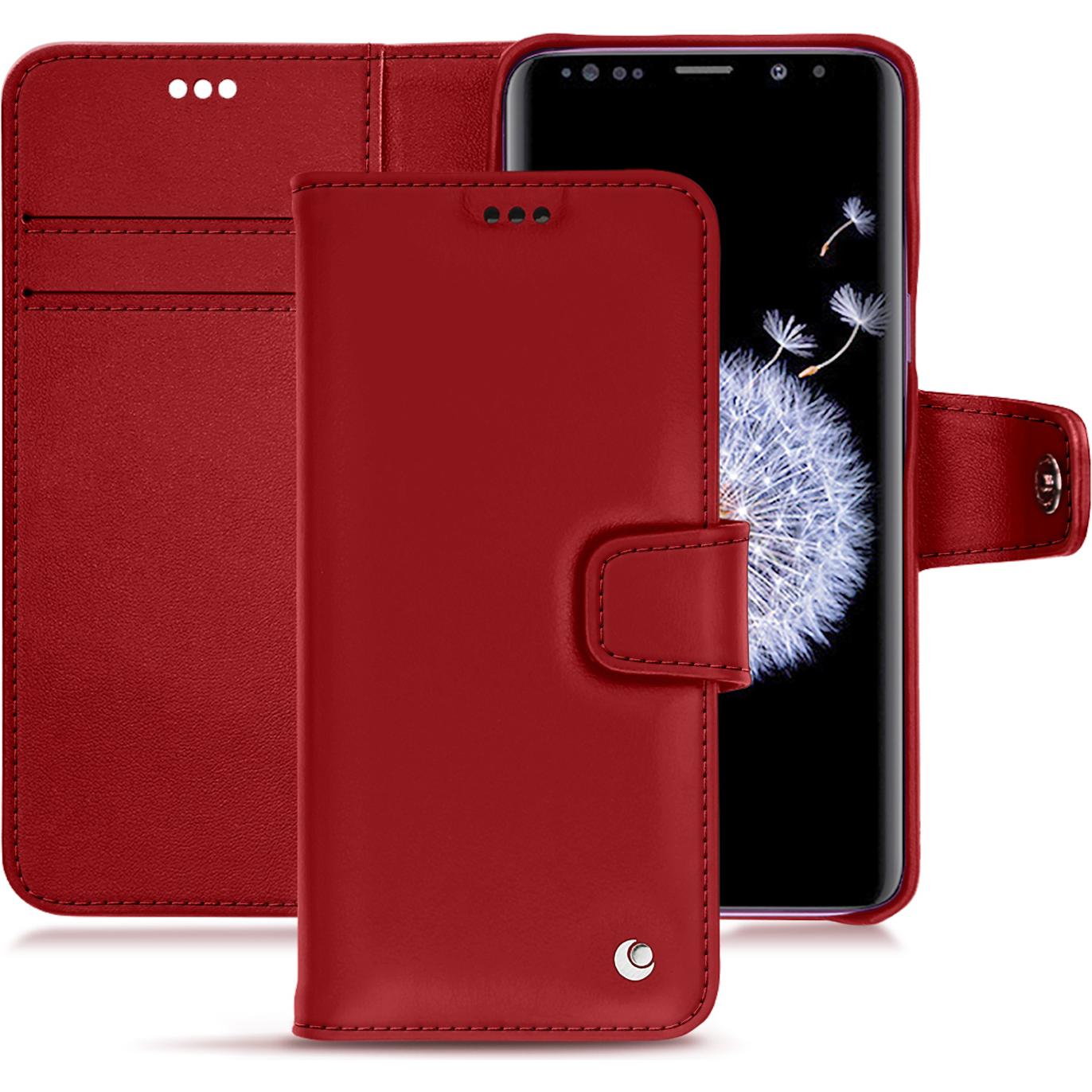 Noreve Lederschutzhülle Wallet (Samsung Galaxy S9+), Smartphone Hülle, Rot