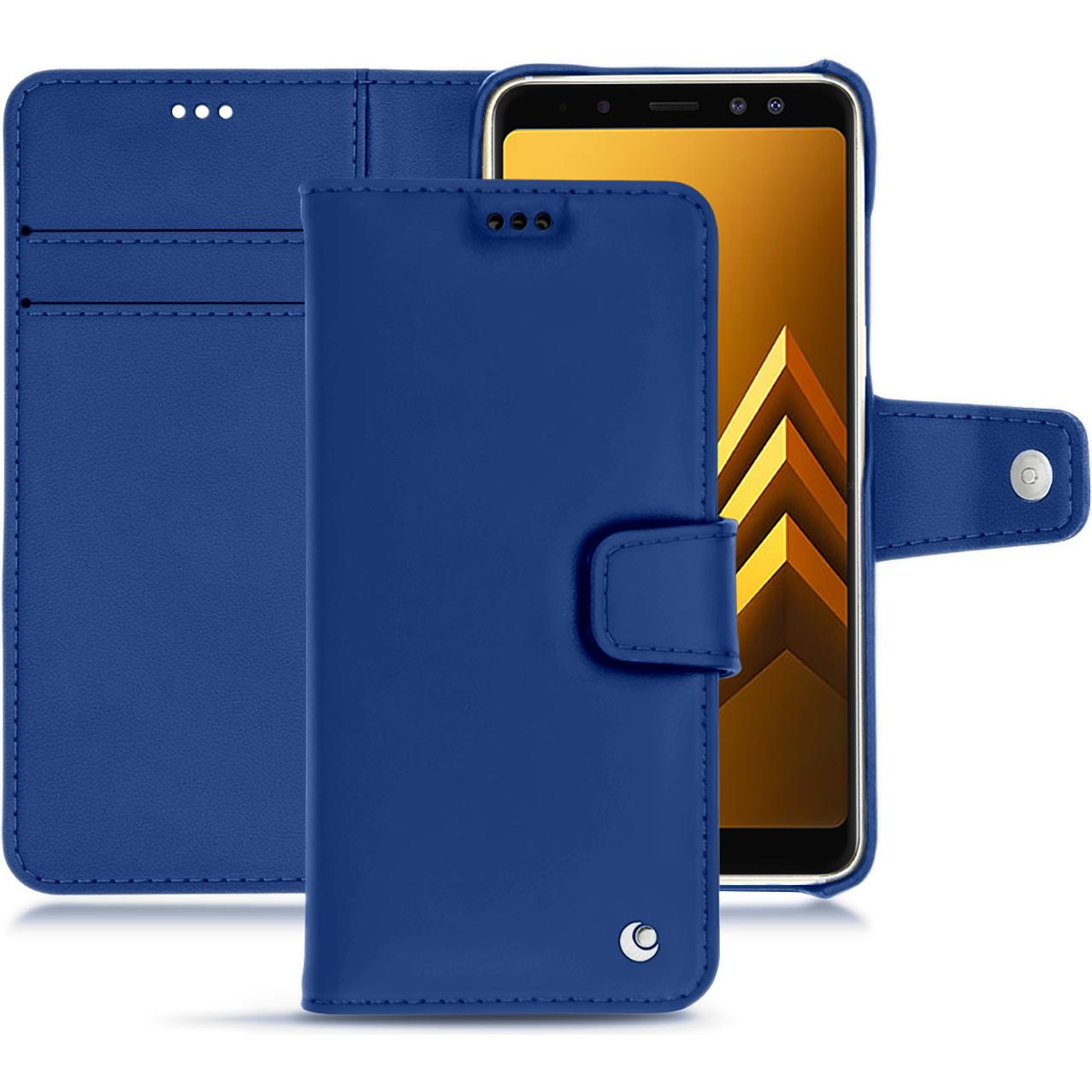Noreve Lederschutzhülle Wallet (Samsung Galaxy A8 (2018)), Smartphone Hülle, Blau