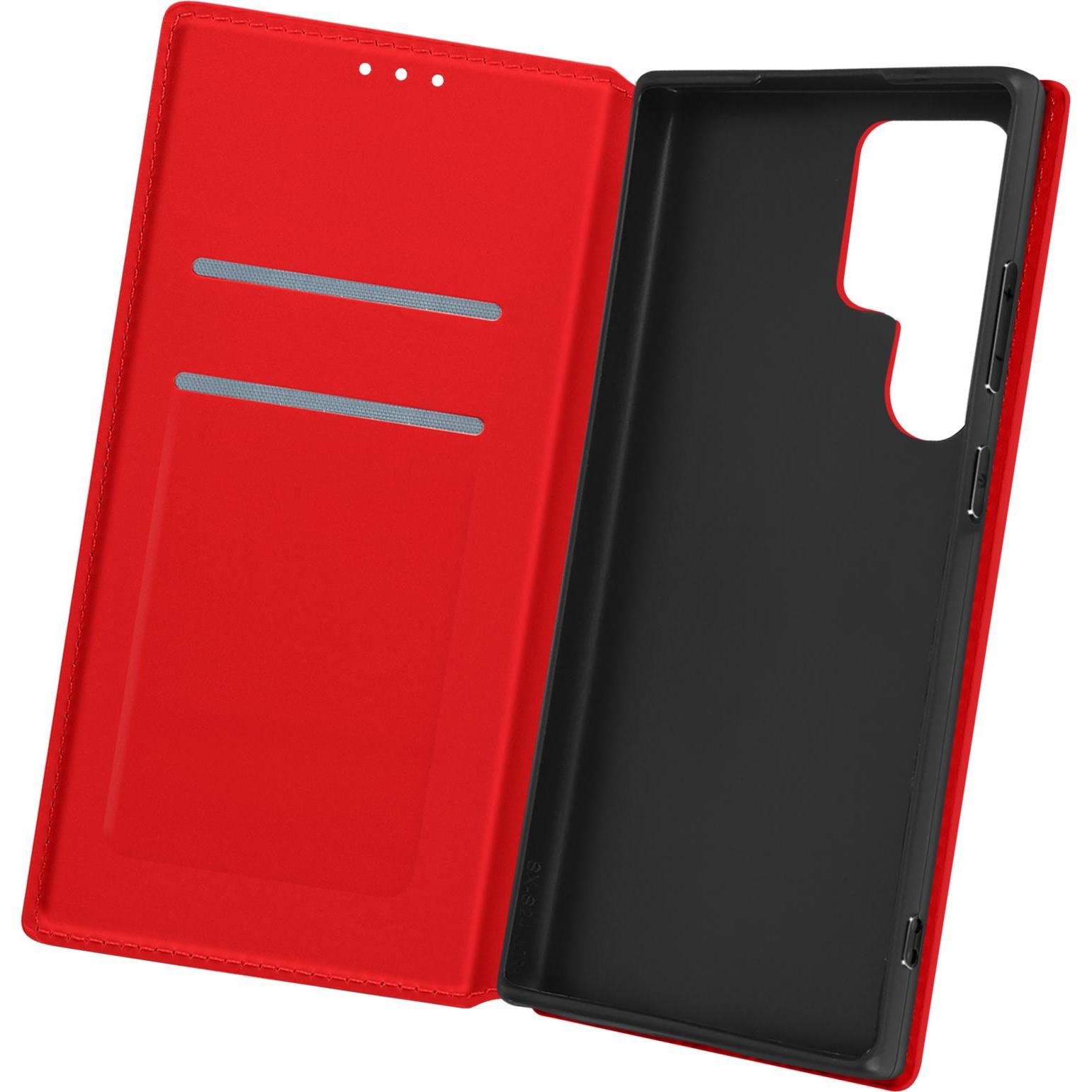Avizar Classic Edition, Backcover mit Magnetklappe Series (Samsung Galaxy S24 Ultra), Smartphone Hülle, Rot