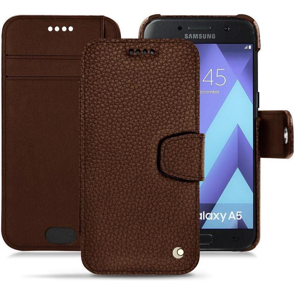 Noreve Lederschutzhülle Wallet (Samsung Galaxy A5 (2017)), Smartphone Hülle, Braun