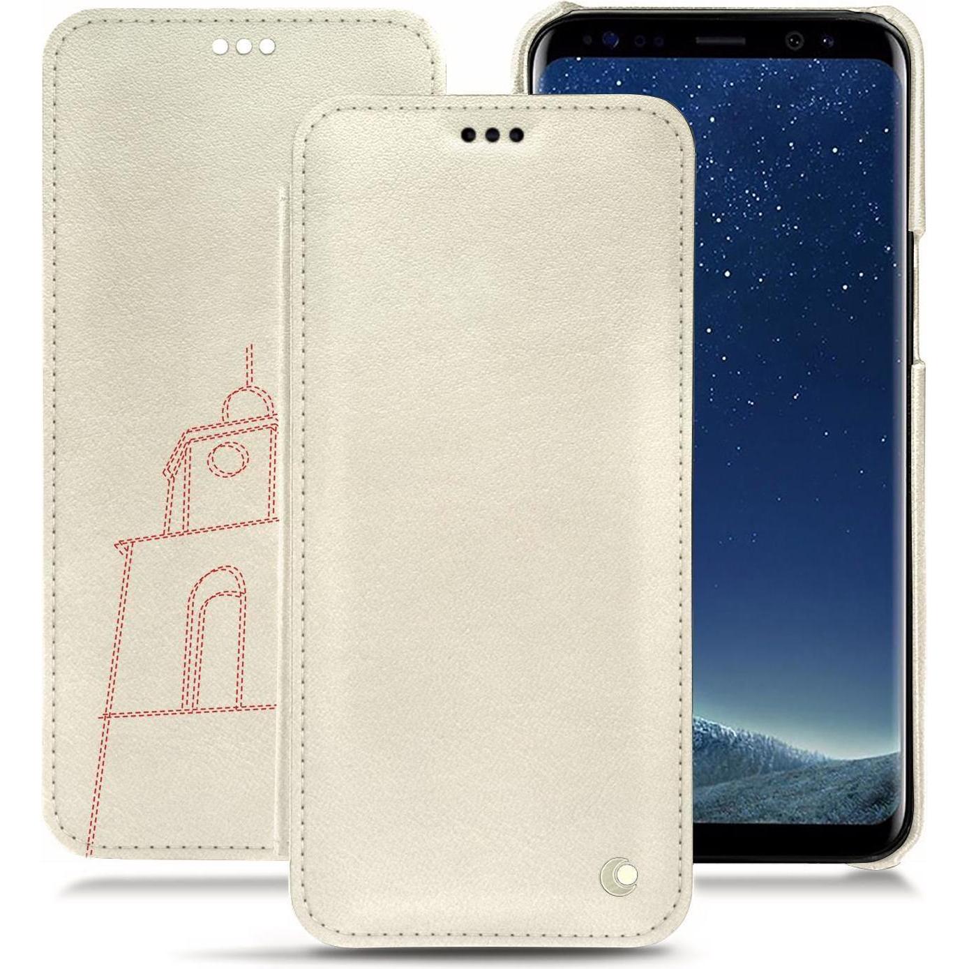 Noreve Lederschutzhülle horizontal (Samsung Galaxy S8+), Smartphone Hülle, Weiss