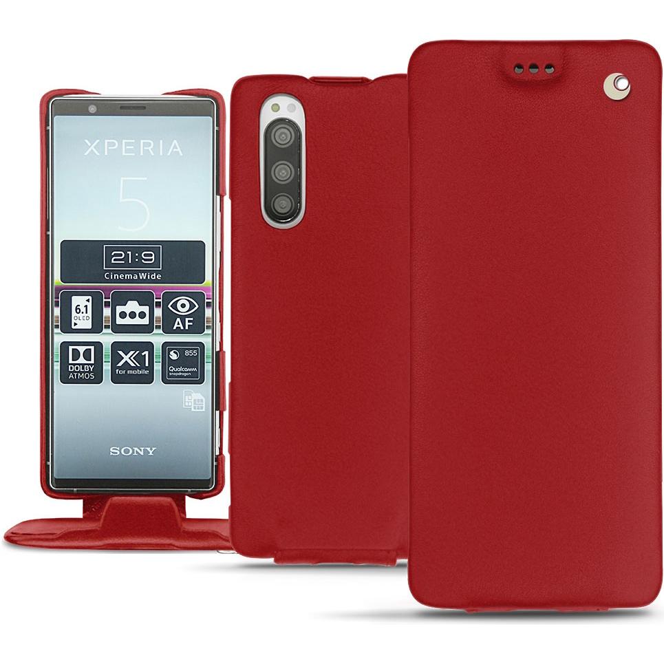 Noreve Lederschutzhülle vertikal (Sony Xperia 5), Smartphone Hülle, Rot