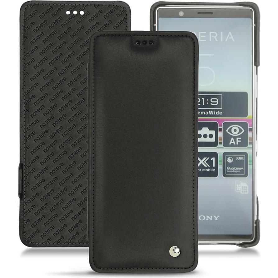 Noreve Lederschutzhülle horizontal (Sony Xperia 5), Smartphone Hülle, Schwarz