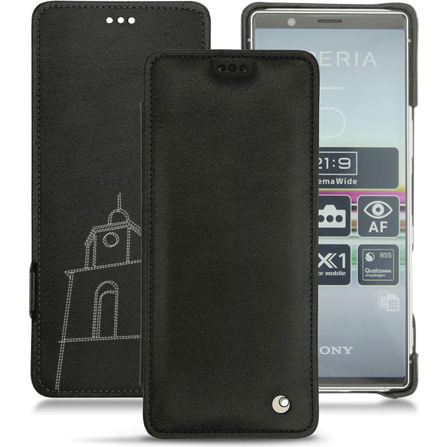 Thumbnail - Noreve Lederschutzhülle horizontal (Sony Xperia 5), Smartphone Hülle, Schwarz