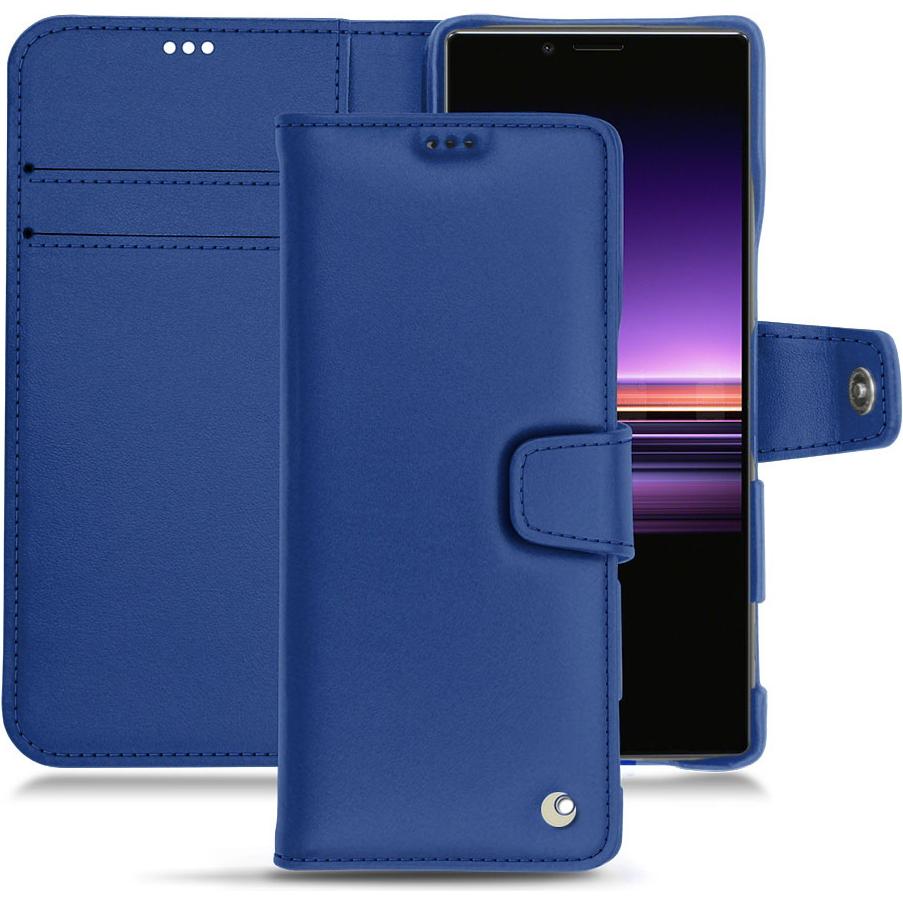 Noreve Lederschutzhülle Wallet (Sony Xperia 1), Smartphone Hülle, Blau
