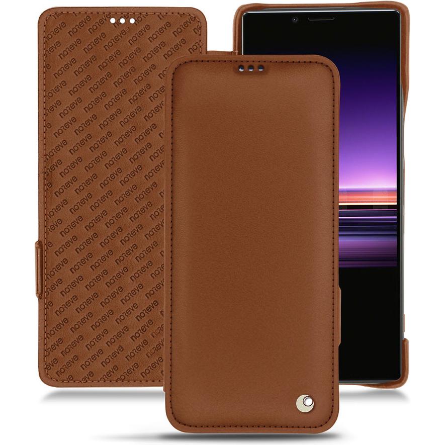 Noreve Lederschutzhülle horizontal (Sony Xperia 1), Smartphone Hülle, Braun