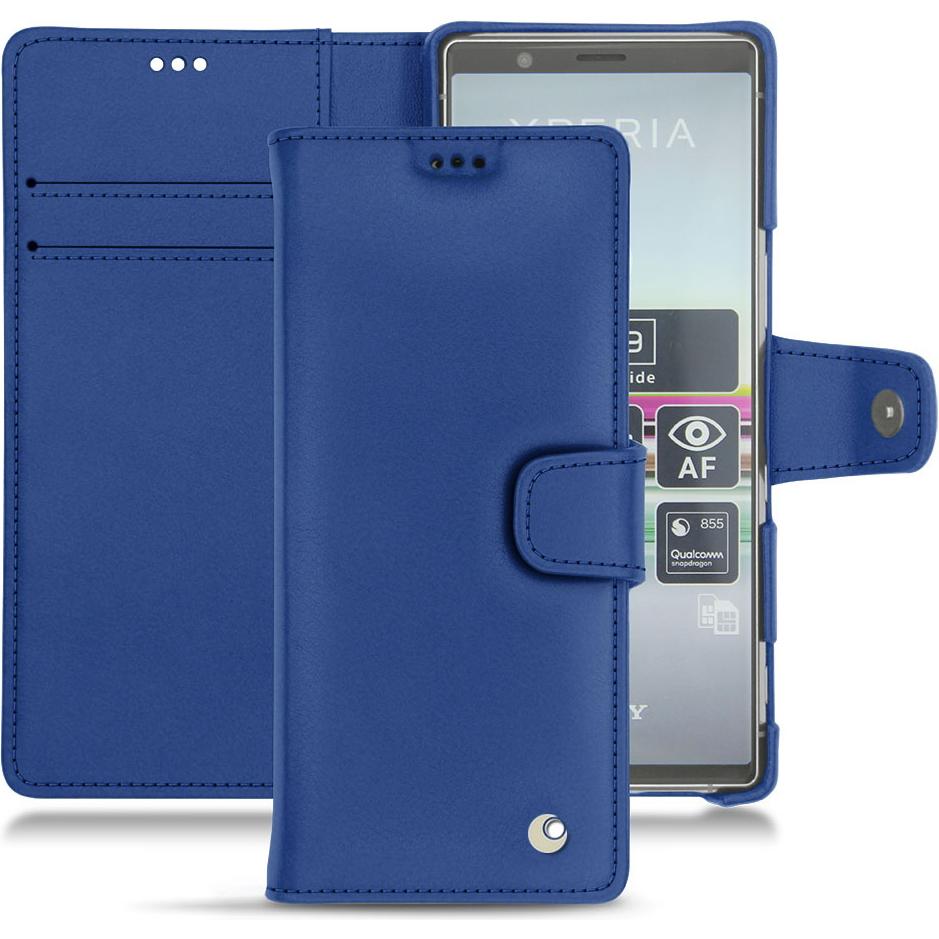 Noreve Lederschutzhülle Wallet (Sony Xperia 5), Smartphone Hülle, Blau