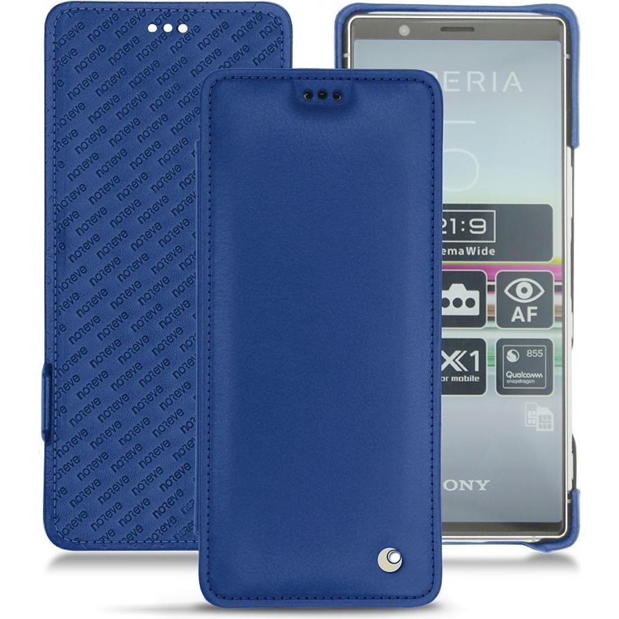 Thumbnail - Noreve Lederschutzhülle horizontal (Sony Xperia 5), Smartphone Hülle, Blau