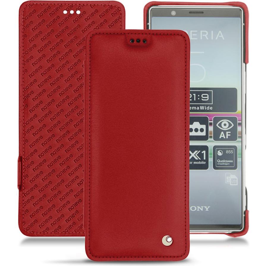 Noreve Lederschutzhülle horizontal (Sony Xperia 5), Smartphone Hülle, Rot
