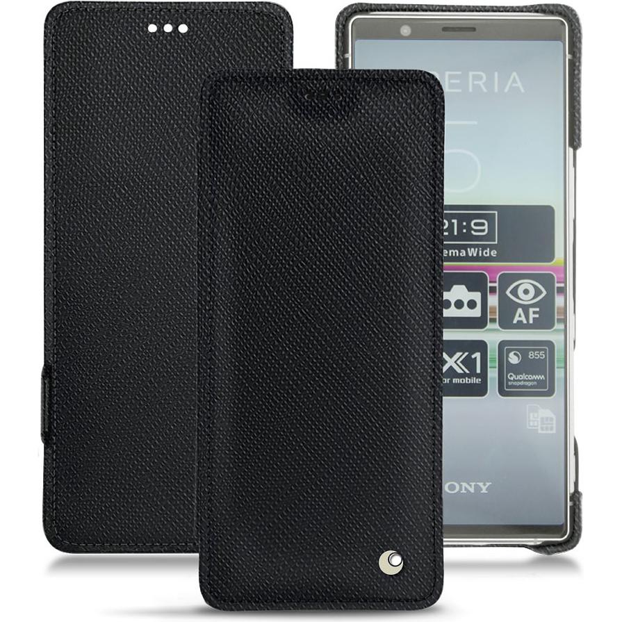 Noreve Lederschutzhülle horizontal (Sony Xperia 5), Smartphone Hülle, Schwarz