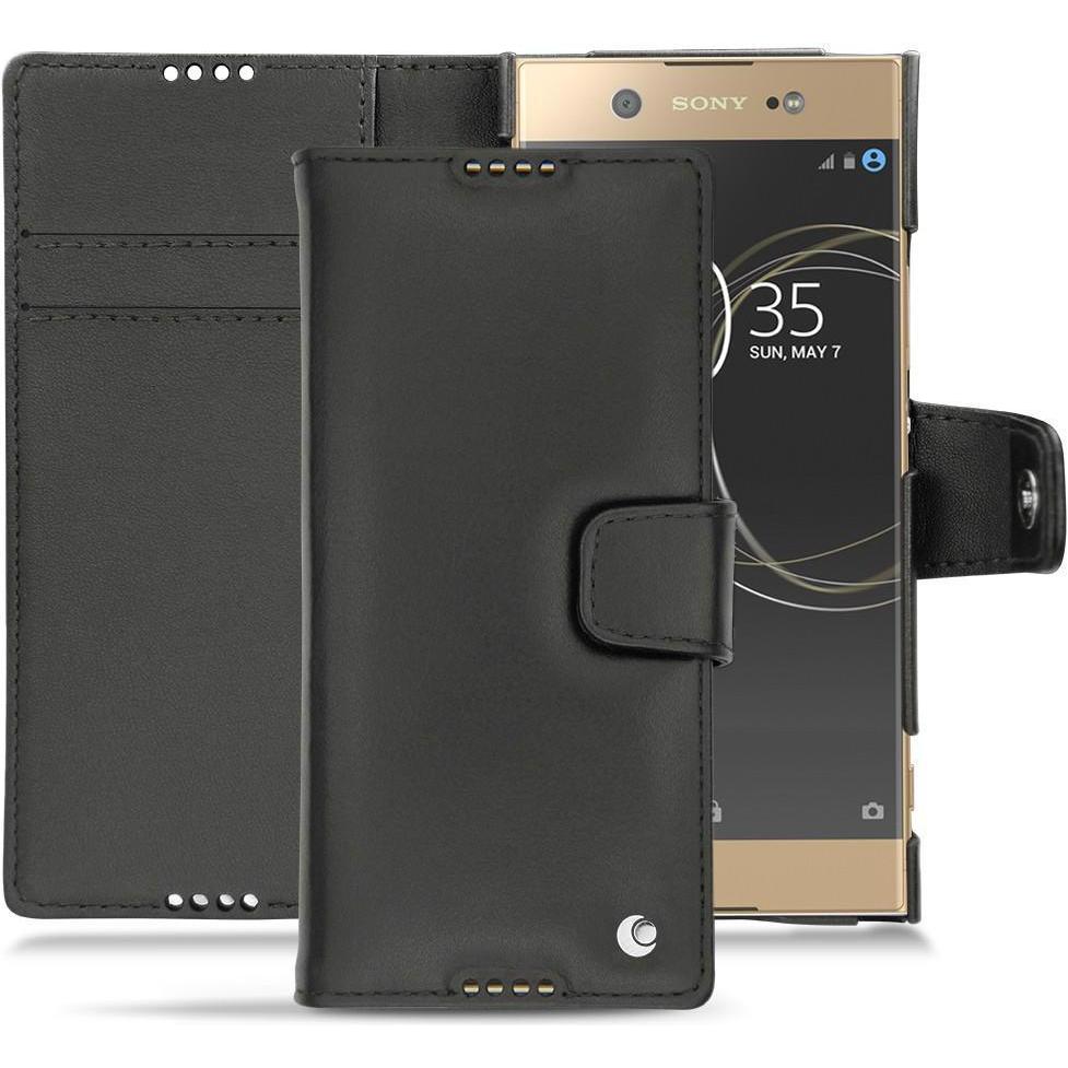 Noreve Lederschutzhülle Wallet (Sony Xperia XA1 Ultra), Smartphone Hülle, Schwarz