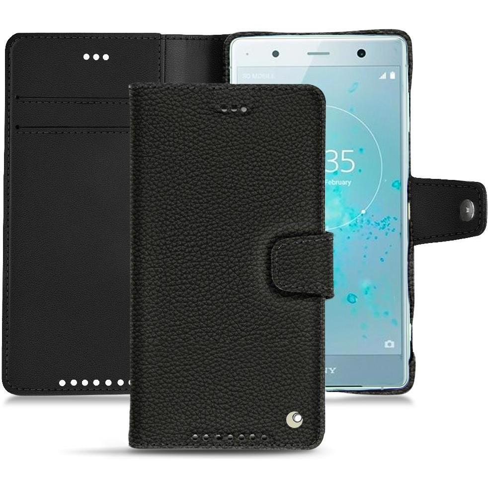 Noreve Lederschutzhülle Wallet (Sony Xperia XZ2 Premium), Smartphone Hülle, Schwarz