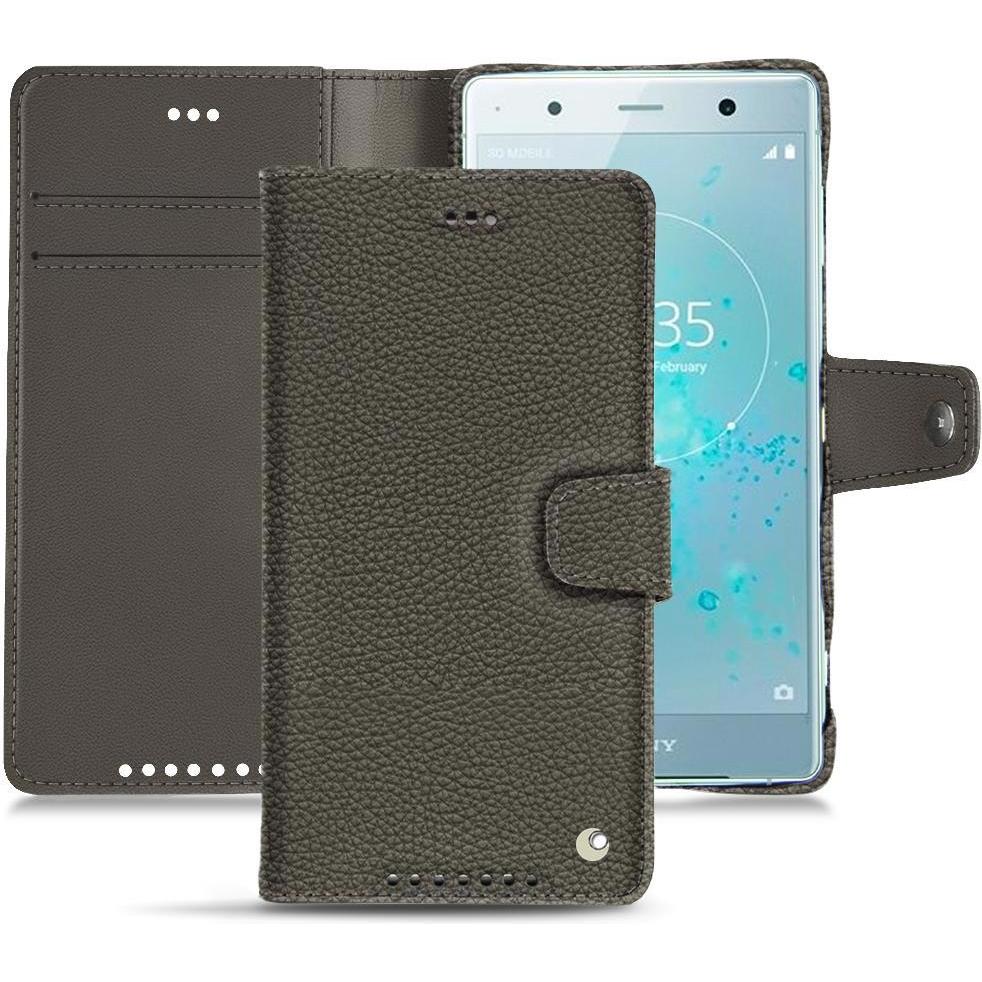 Noreve Lederschutzhülle Wallet (Sony Xperia XZ2 Premium), Smartphone Hülle, Grau