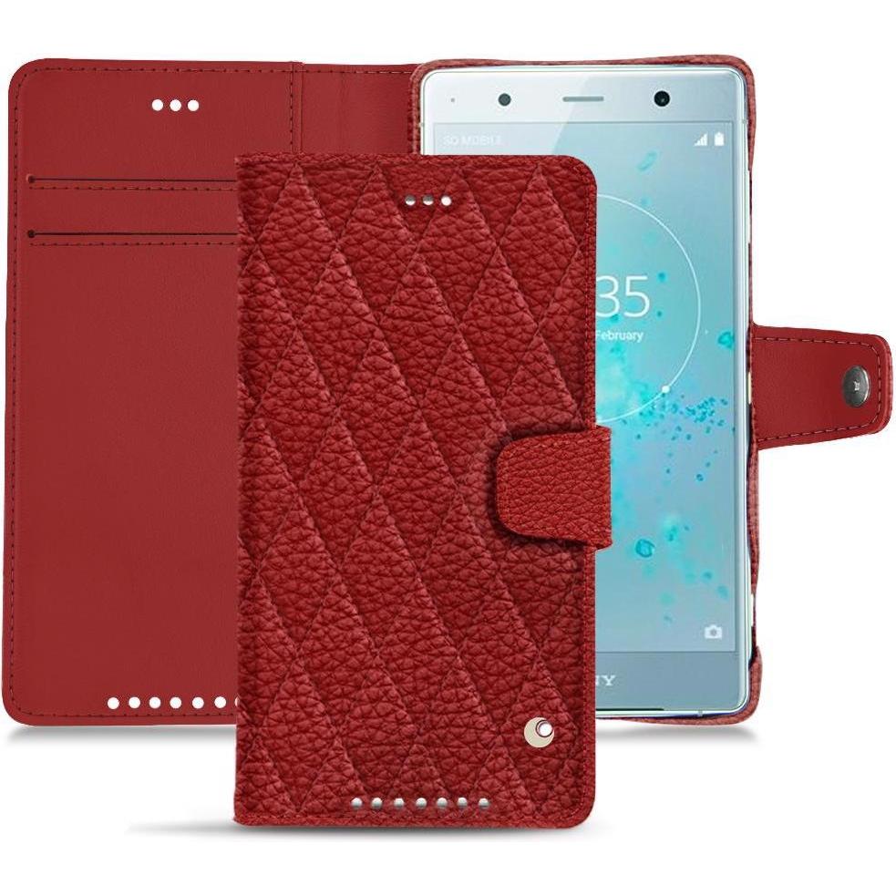 Noreve Lederschutzhülle Wallet (Sony Xperia XZ2 Premium), Smartphone Hülle, Rot