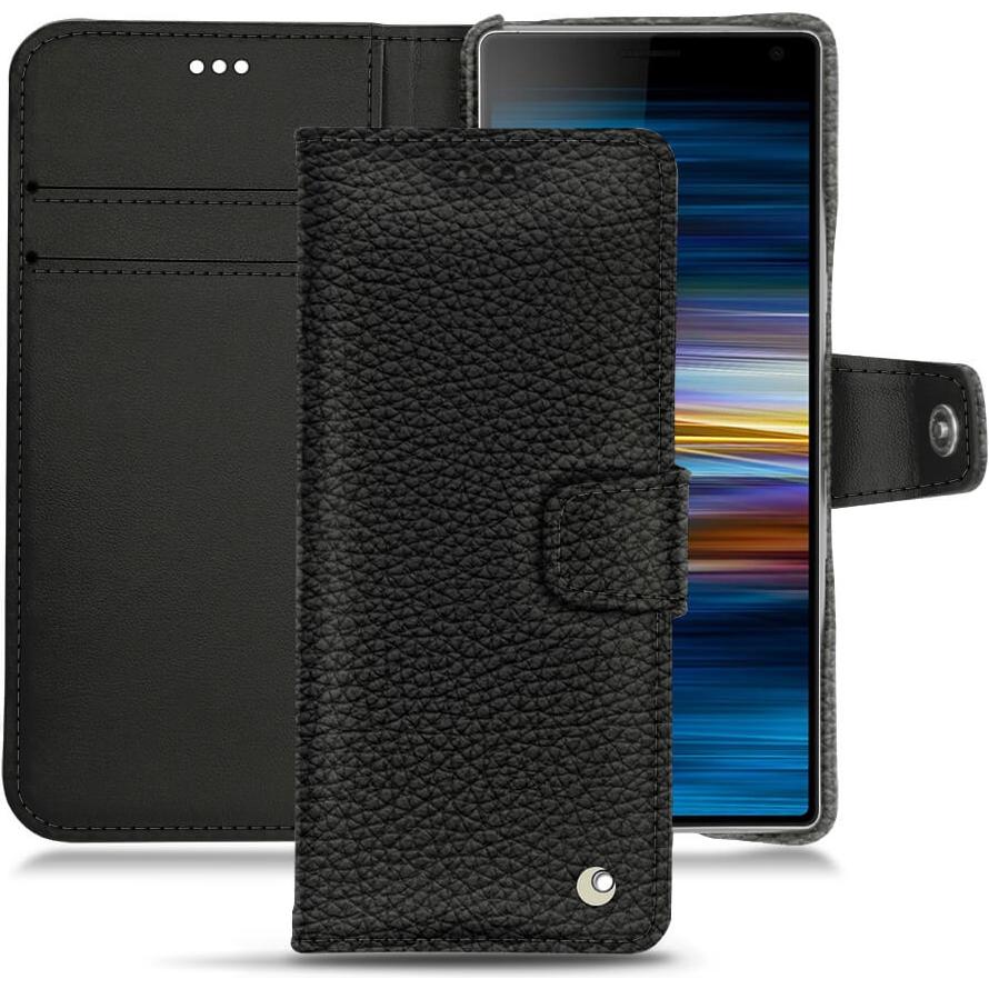 Noreve Lederschutzhülle Wallet (Sony Xperia 10), Smartphone Hülle, Schwarz