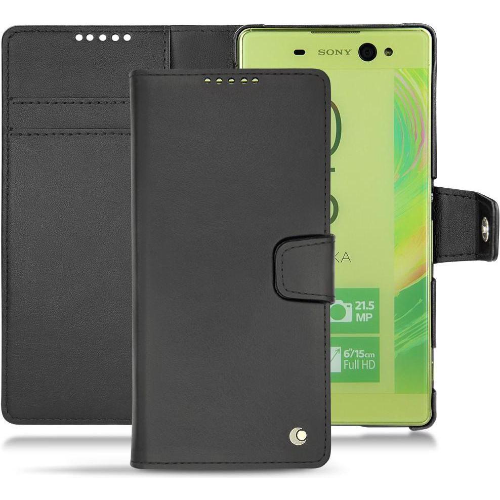 Noreve Lederschutzhülle Wallet (Sony Xperia XA Ultra), Smartphone Hülle, Schwarz