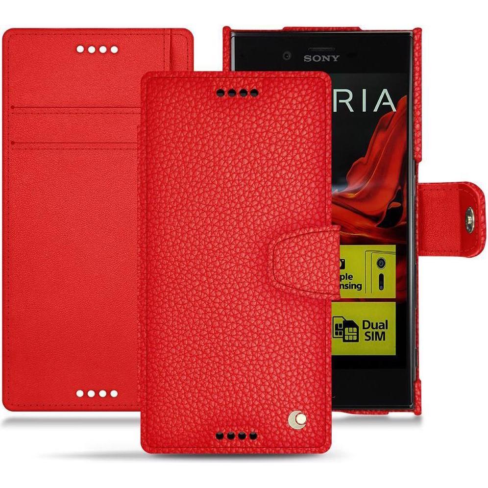 Noreve Lederschutzhülle Wallet (Sony Xperia XZ), Smartphone Hülle, Rot