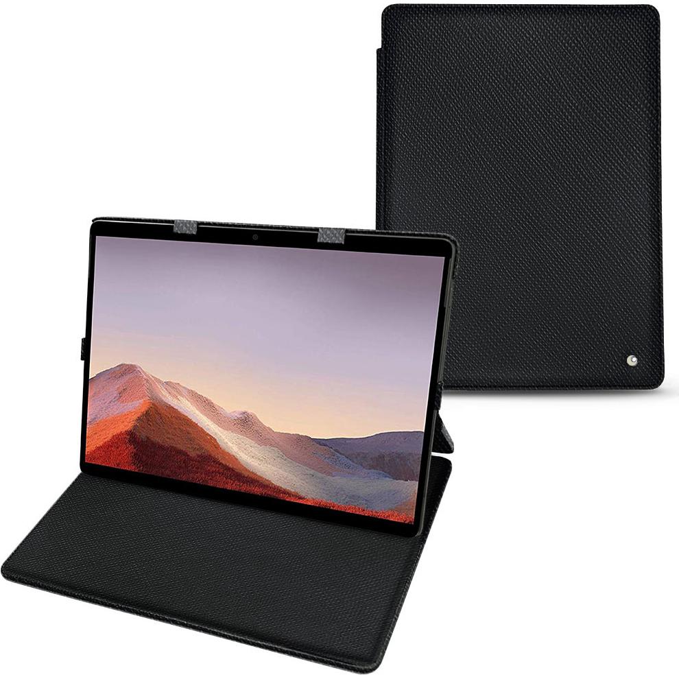 Noreve Lederschutzhülle vertikal (Microsoft Surface Pro X), Tablet Hülle, Schwarz