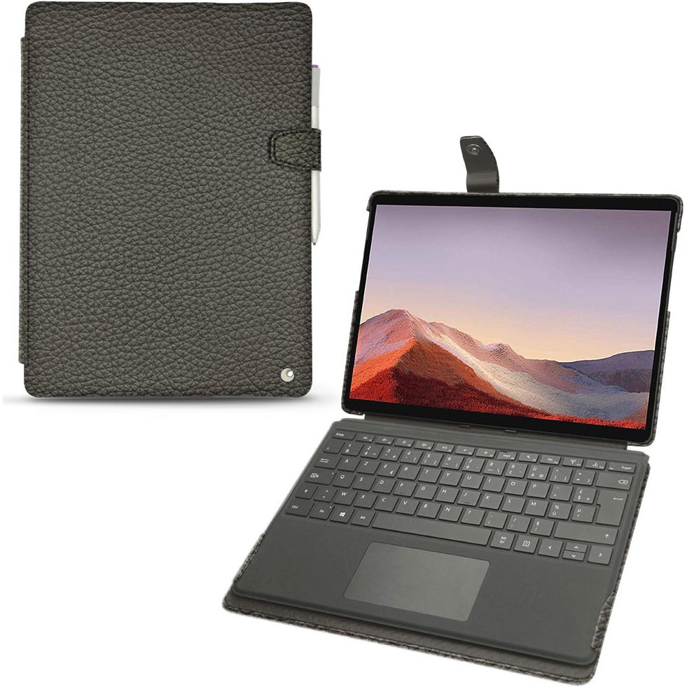 Noreve Lederschutzhülle (Microsoft Surface Pro X), Tablet Hülle, Grau