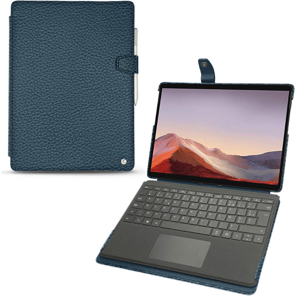 Noreve Lederschutzhülle (Microsoft Surface Pro X), Tablet Hülle, Blau