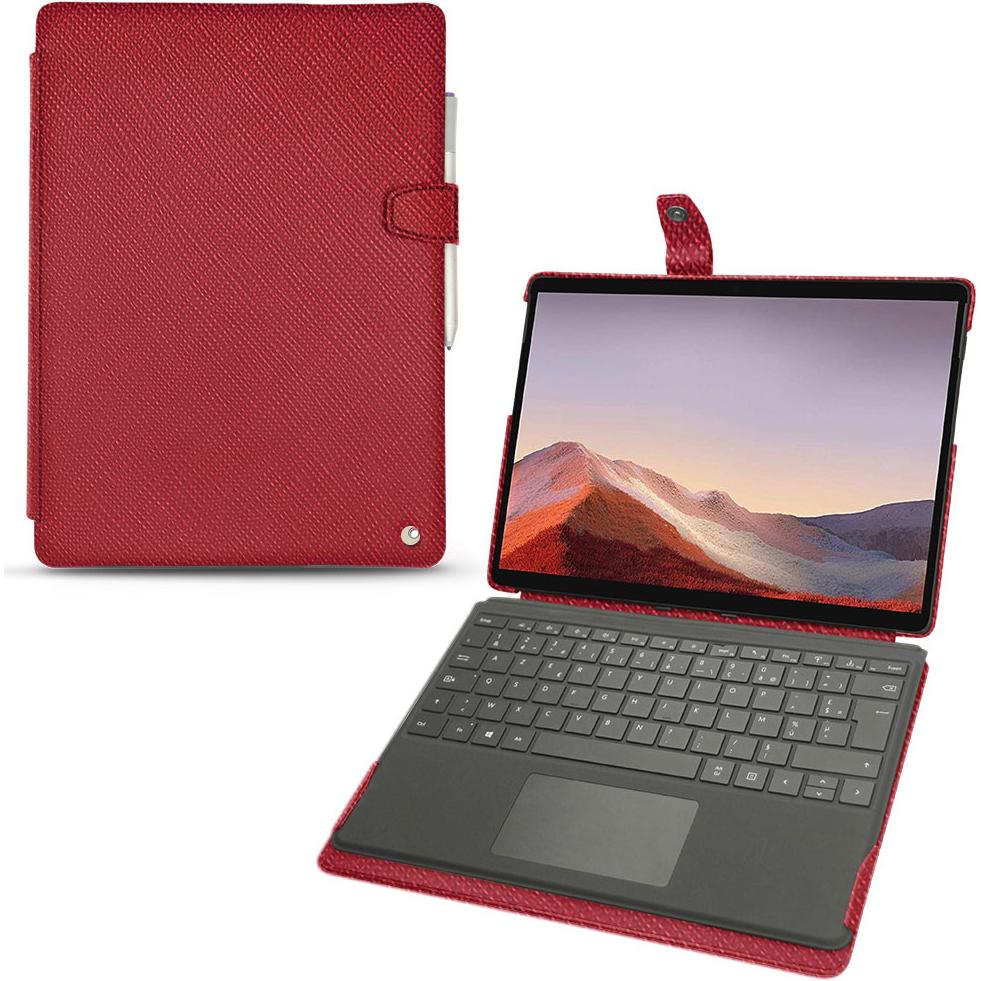 Noreve Lederschutzhülle (Microsoft Surface Pro X), Tablet Hülle, Rot