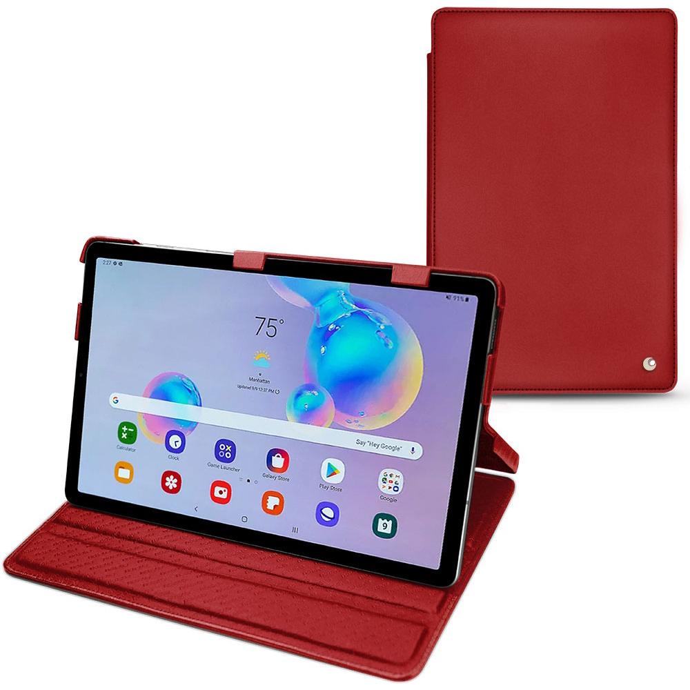 Noreve Lederschutzhülle horizontal (Galaxy Tab S6 Lite), Tablet Hülle, Rot
