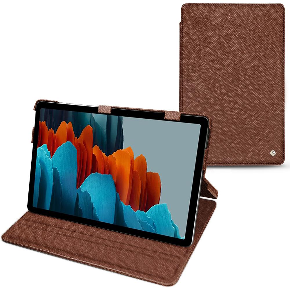 Noreve Lederschutzhülle horizontal (Galaxy Tab S7+), Tablet Hülle, Braun