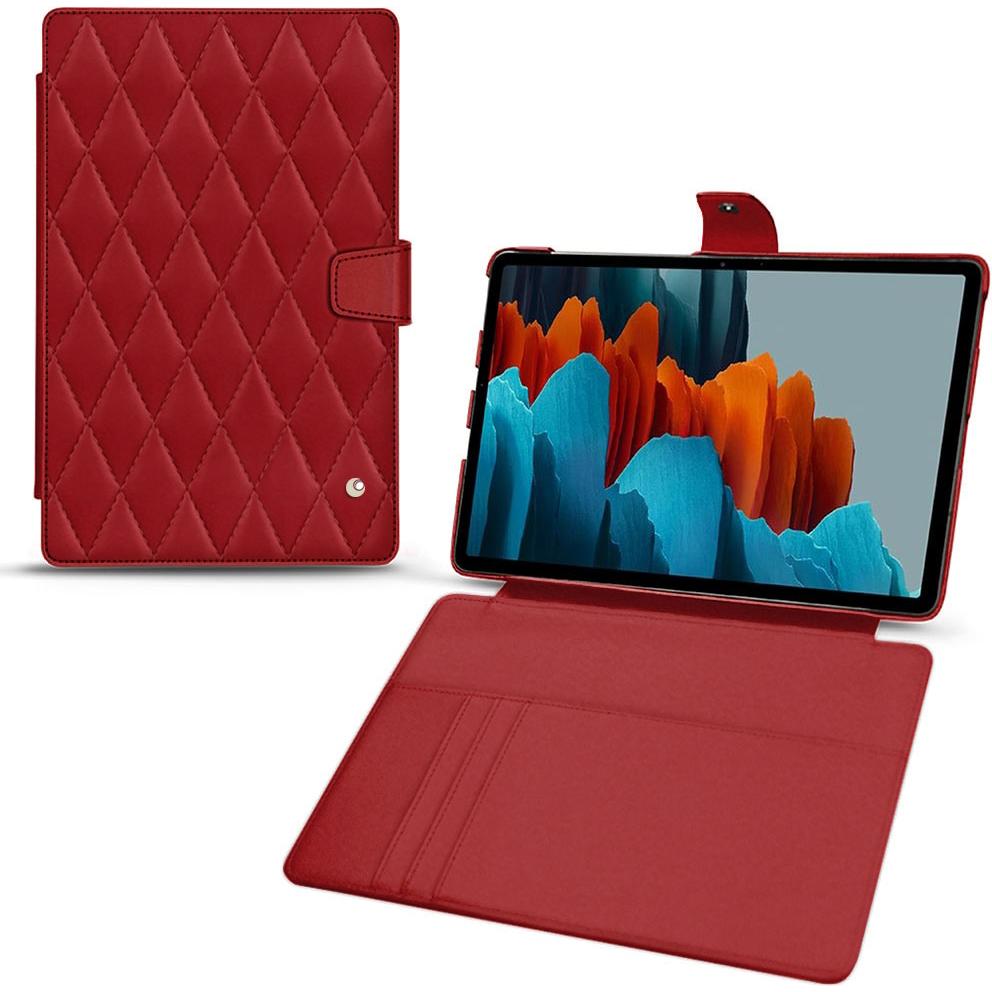 Noreve Lederschutzhülle Wallet (Galaxy Tab S7+), Tablet Hülle, Rot
