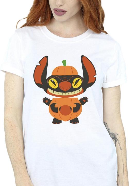 Actual product image Disney Womens/Ladies Lilo & Stitch Pumpkin Costume Cotton Boyfriend T-Shirt (3XL)