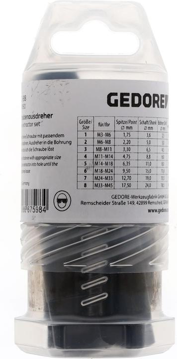 Actual product image Gedore 8551-88 Screw extractor set 8 pieces M3-M45