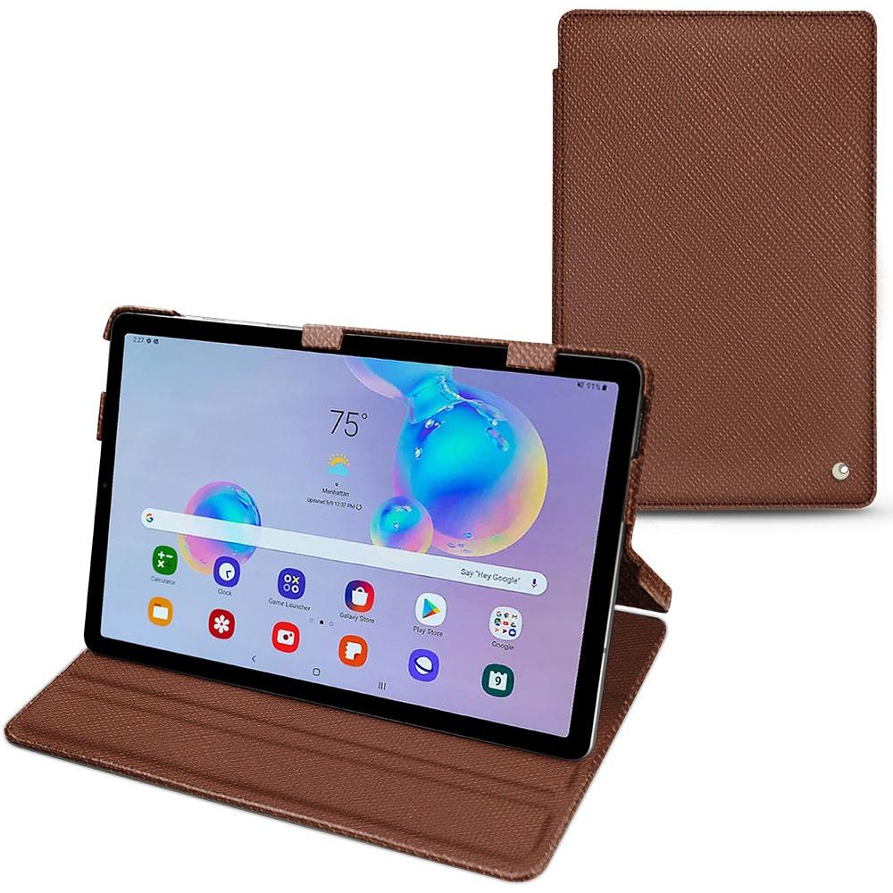 Noreve Lederschutzhülle horizontal (Galaxy Tab S6 Lite), Tablet Hülle, Braun