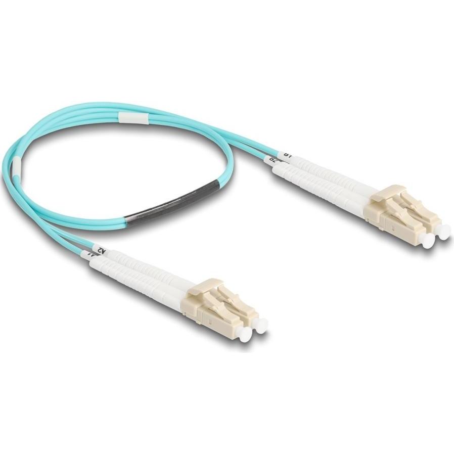 Thumbnail - Delock LWL Kabel LC-D > LC-D Multimode OM3 winkelbar 0,5m (S/UTP, CAT8.2, 0.50 m), Netzwerkkabel