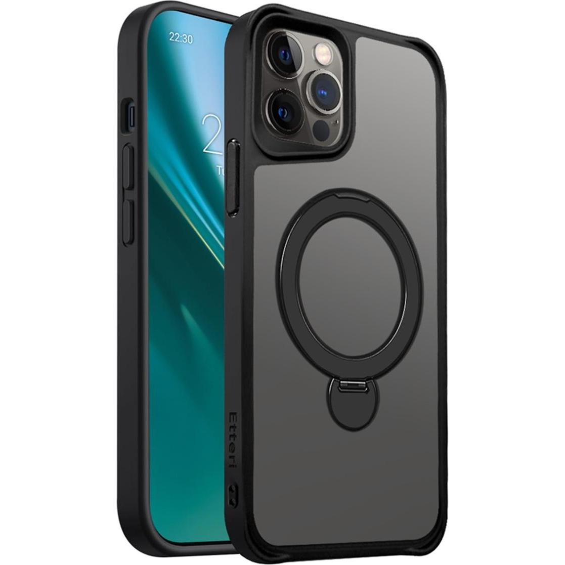 Etteri Matt Mag Ring case for iPhone 12 / 12 Pro 6,1" black (Apple iPhone 12), Smartphone Hülle, Schwarz