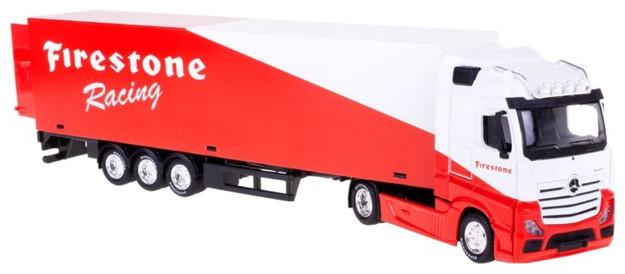 No Name Bburago Diecast 1:43 Street Fire Haulers With Trailer Mercedes-Benz Actros Firestone Racing Ages 3+