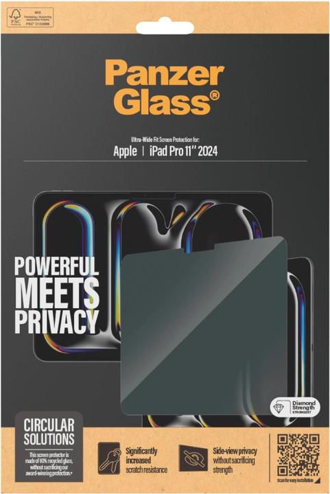 Actual product image PanzerGlass Privacy Screen Protector Apple iPad Pro 11- (2024) (1 pcs., Apple iPad Pro 11 2024)