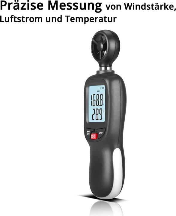 Produktbild Stahlwerk Anemometer Kompakter Luftgeschwindigkeitsmesser 30 m/s, Windmessgerät mit LCD-Display