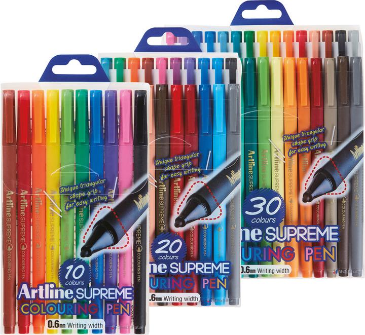 Actual product image Artline Fiber Pen Triangular Supreme Colouring Pen
