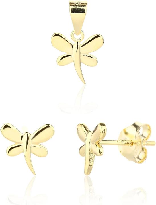 JVD Playful gold-plated jewelry set Dragonflies SVLS0123SJ6GO00 (pendant. earrings)