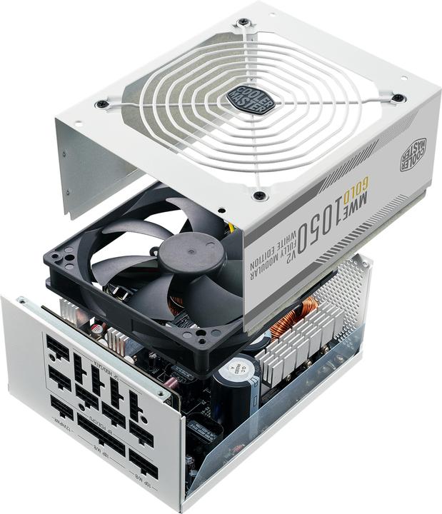 Actual product image Cooler Master Master MPE-A501-AFCAG-3GEU MWE Gold V2 White, ATX3.0, 1050W, 90%, 140mm, 3x PCIe 6+2, 12x SA (1050 W)
