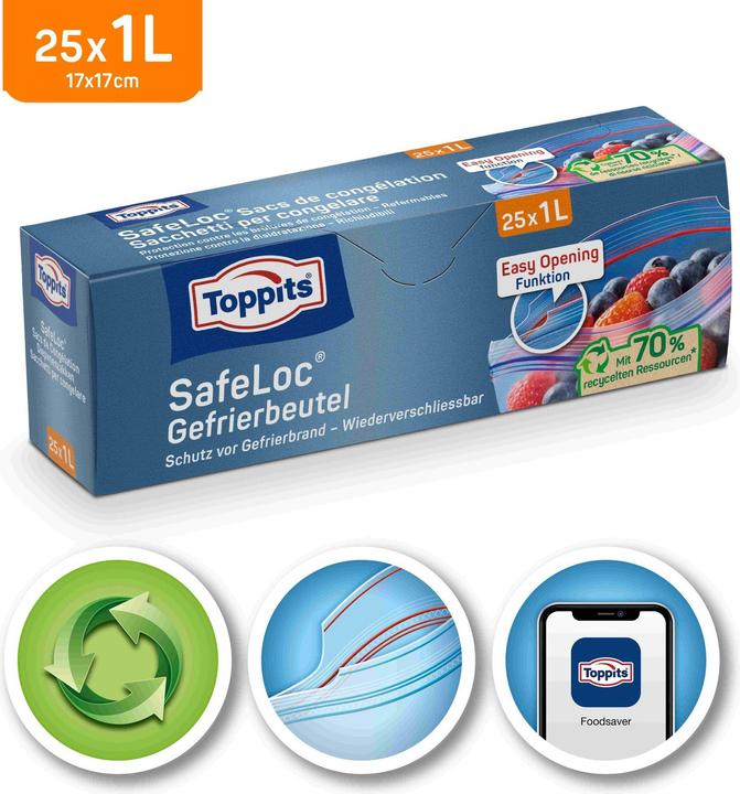 Produktbild Toppits Doppelverschluss-Gefrierbeutel SafeLoc (25x)