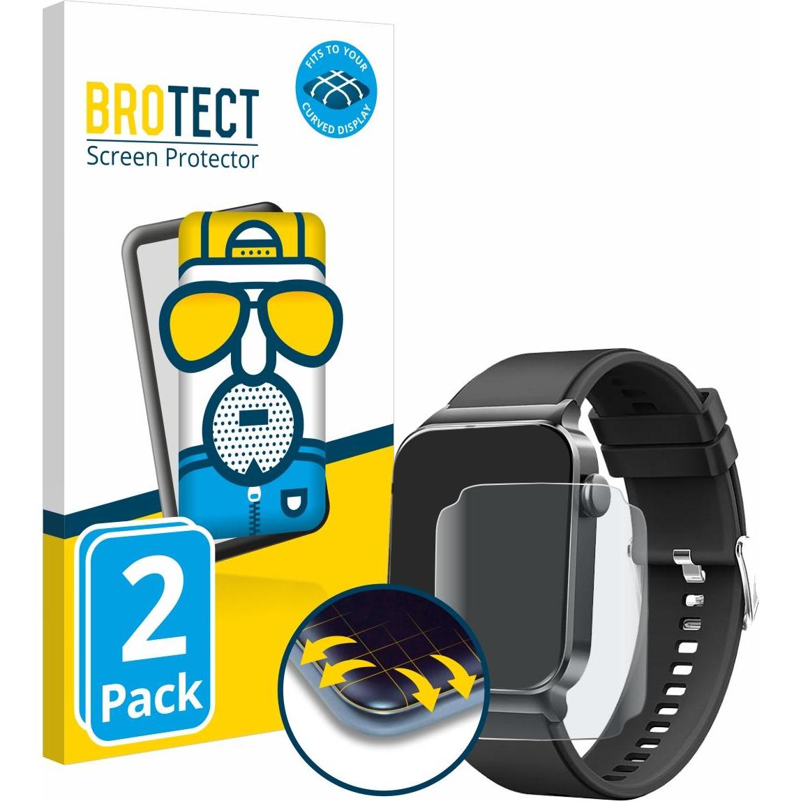 BROTECT Full-Cover Displayschutz Matt, Smartwatch Schutzfolie, Schwarz