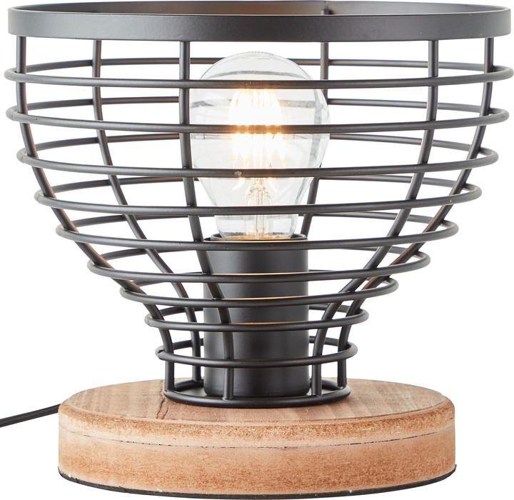 Actual product image Brilliant Avia Table Lamp 20cm black/wood (E27)