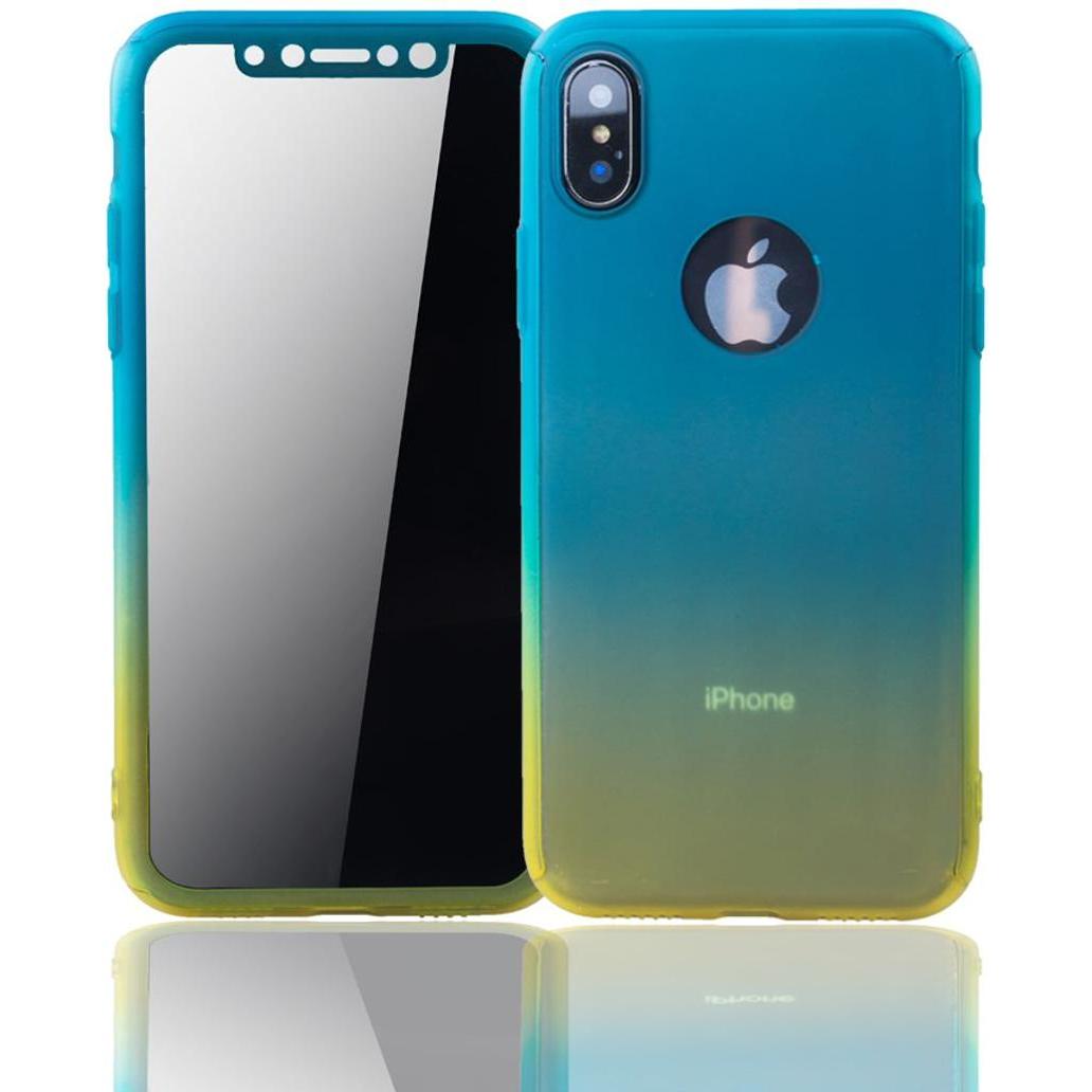 Thumbnail - König Design Hülle Handy Schutz für Apple iPhone XS Full Case Cover Displayschutz Bumper Gelb (Apple iPhone XS), Smartph...