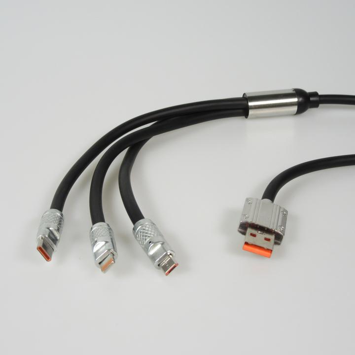 Image du produit PhoneLook Câble 3 en 1 USB-A noir Lightning / USB-C / Micro USB en silicone résistant et léger (1 m)
