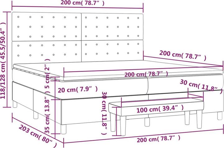 Produktbild vidaXL Boxspringbett (200 x 200 cm)