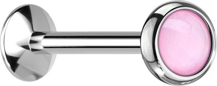 Actual product image Star Piercing Micro UFO Labret internal thread silver with epoxy stone pink (without brass, Surgical steel 316L)